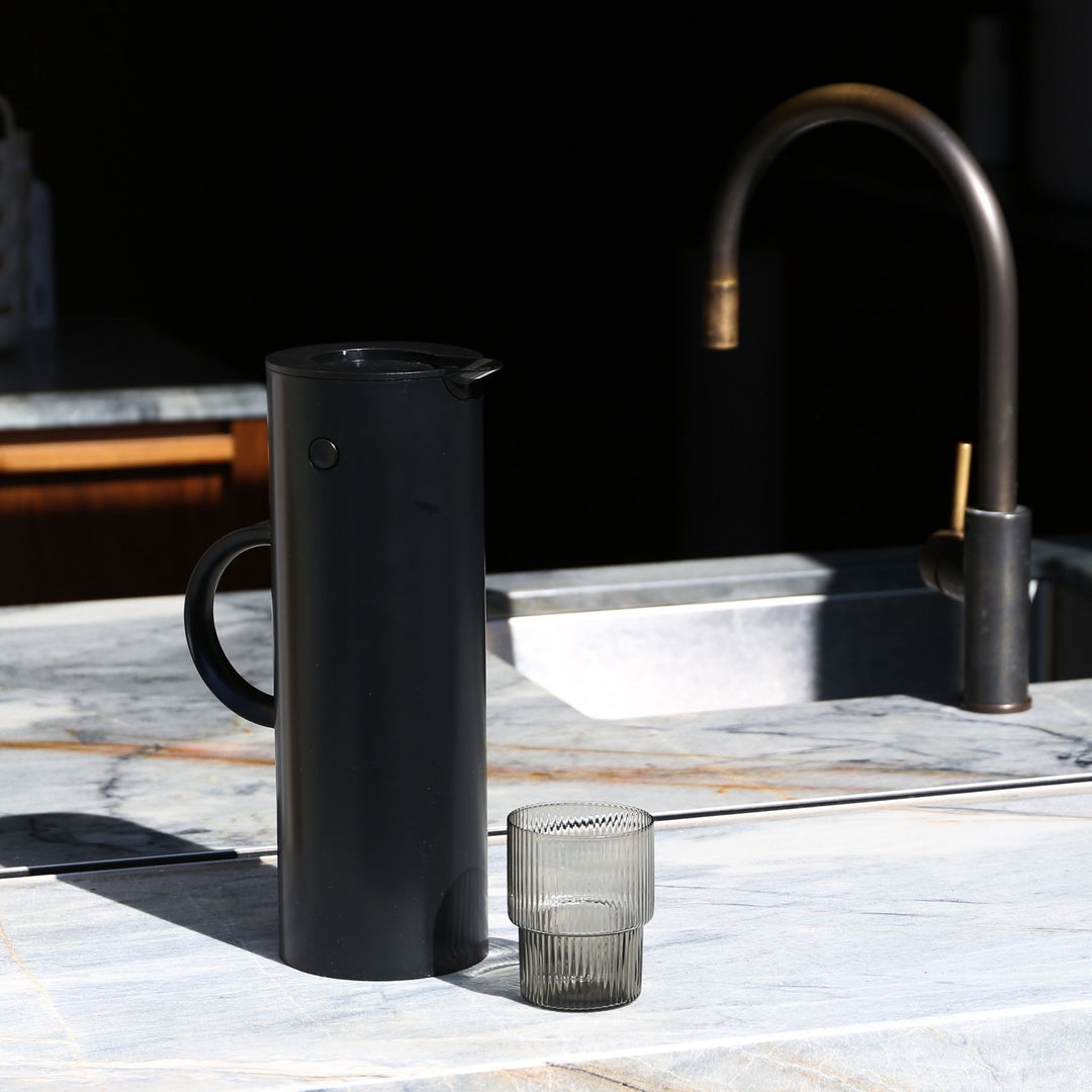 STELTON Em77 Water Vacuum Thermal Jug 1 Litre, Soft Black