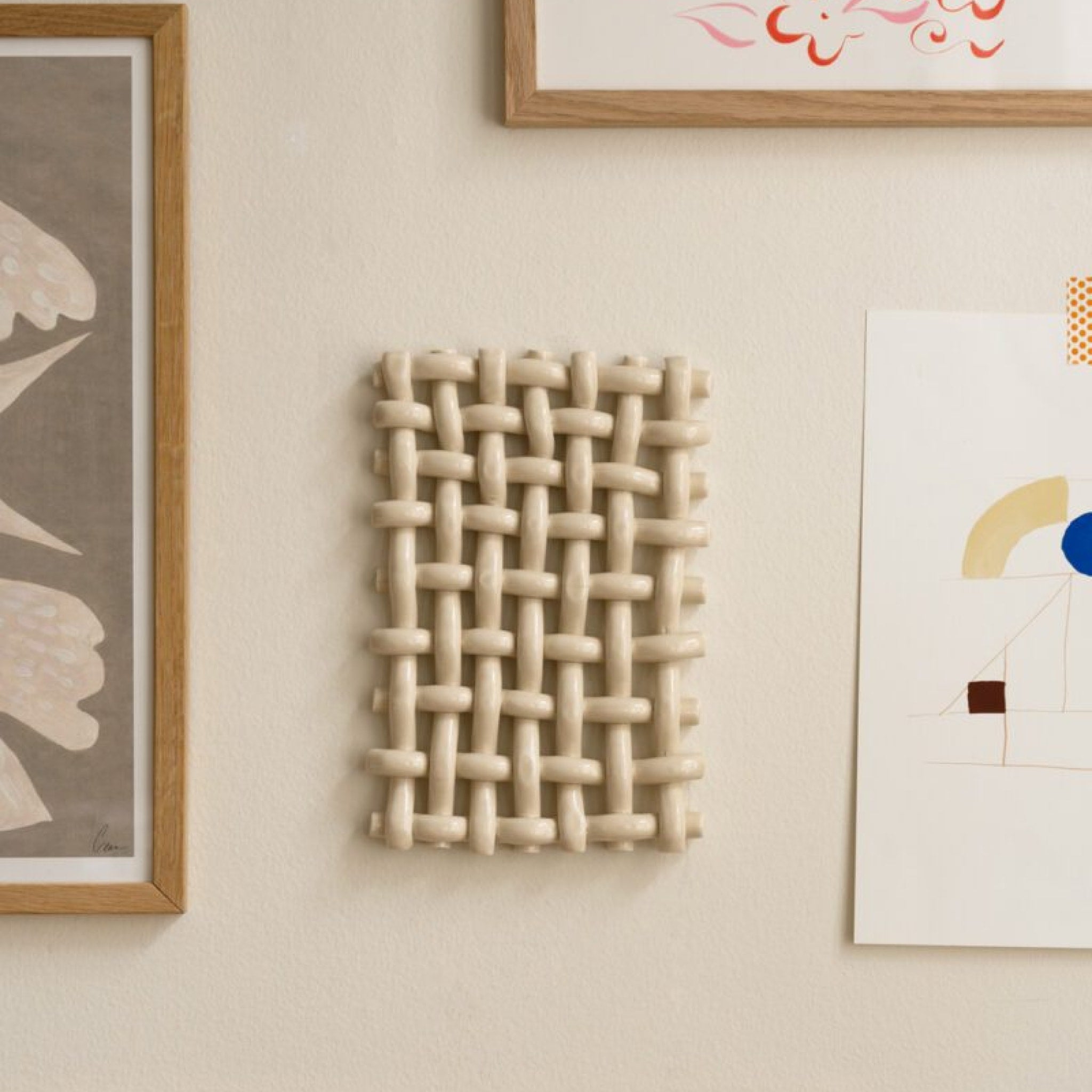 THE POSTER CLUB Interlace #01 Wall Object, 22x15cm, Cream