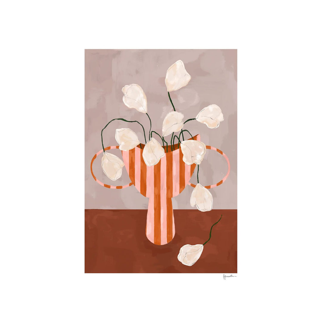 THE POSTER CLUB White Flowers in Striped Vase, Frankie Penwill, A5