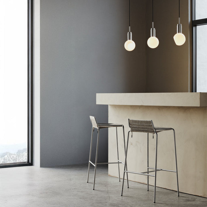 PRE-ORDER │ THORUP Noel Bar Chair, H77cm, Brushed Stainless Steel/Natural Linen