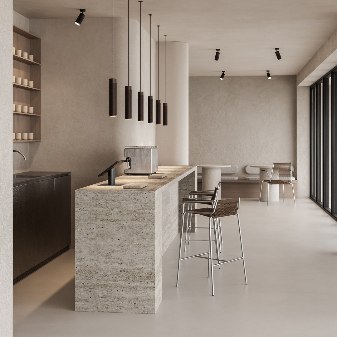 PRE-ORDER │ THORUP Noel Counter Chair, H67cm, Brushed Stainless Steel/Natural Linen