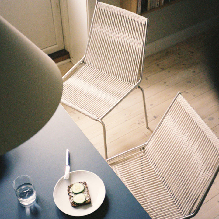 PRE-ORDER │ THORUP Noel Dining Chair, Brushed Stainless Steel/Natural Linen