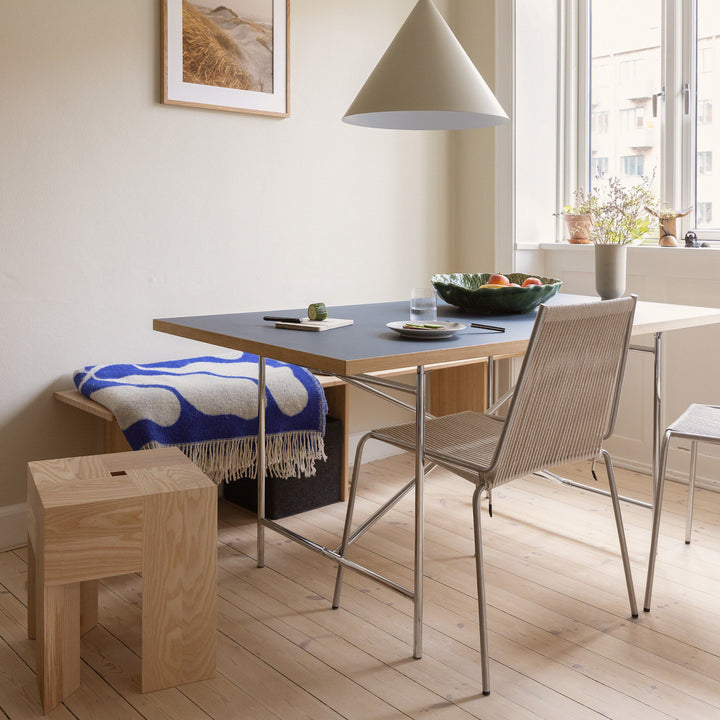 PRE-ORDER │ THORUP Noel Dining Chair, Brushed Stainless Steel/Natural Linen
