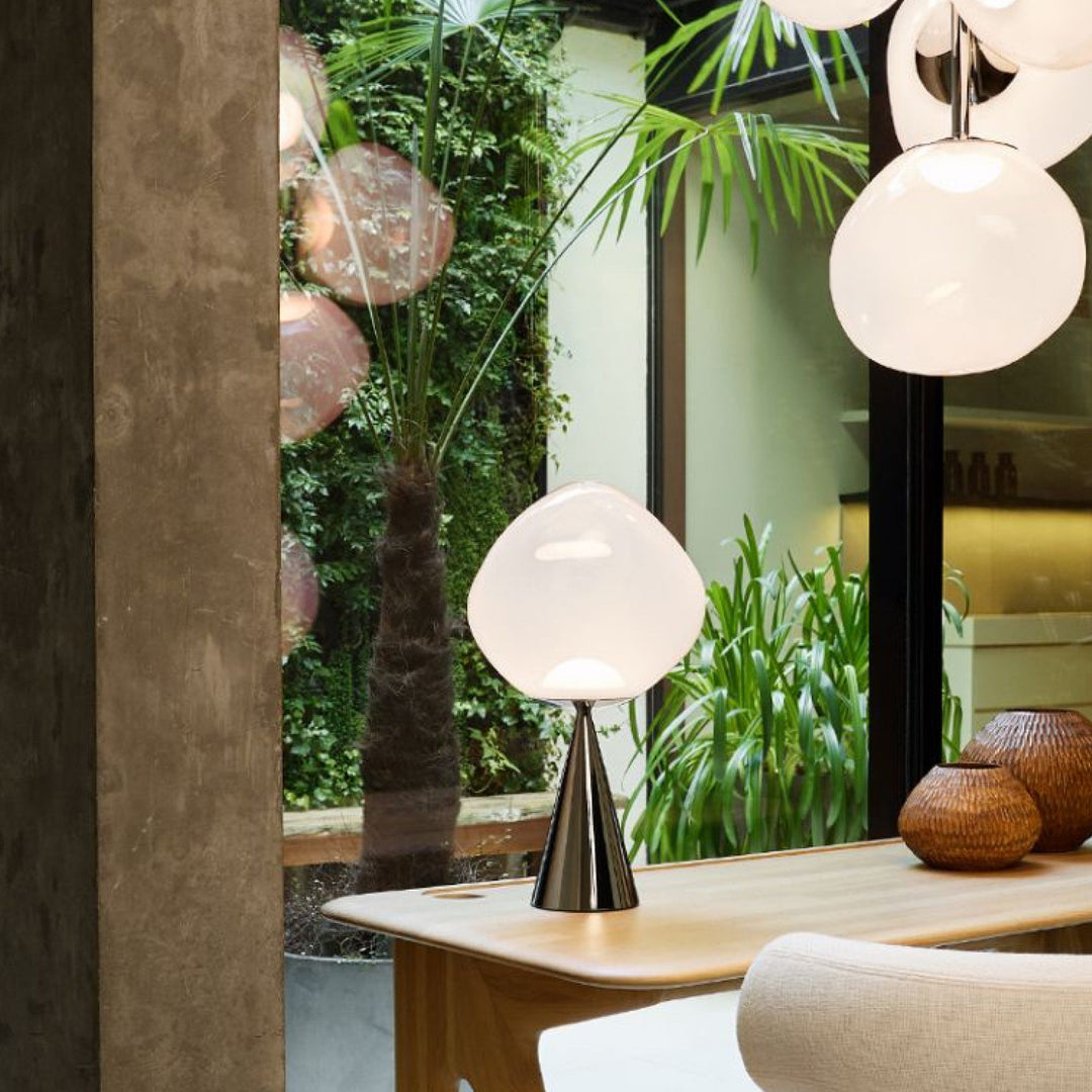 PRE-ORDER | TOM DIXON Melt Cone Fat Table Lamp LED, Opal/Chrome