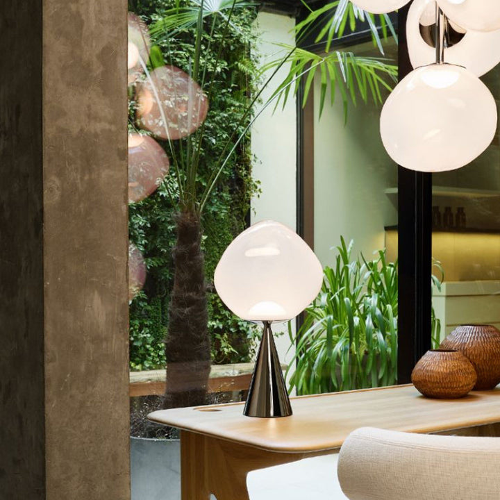 PRE-ORDER | TOM DIXON Melt Cone Fat Table Lamp LED, Opal/Chrome