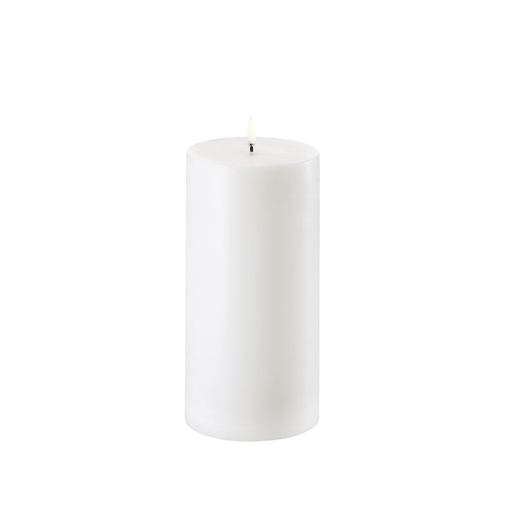 UYUNI LIGHTING Flameless Pillar Candle, Nordic White, W10 x H20cm