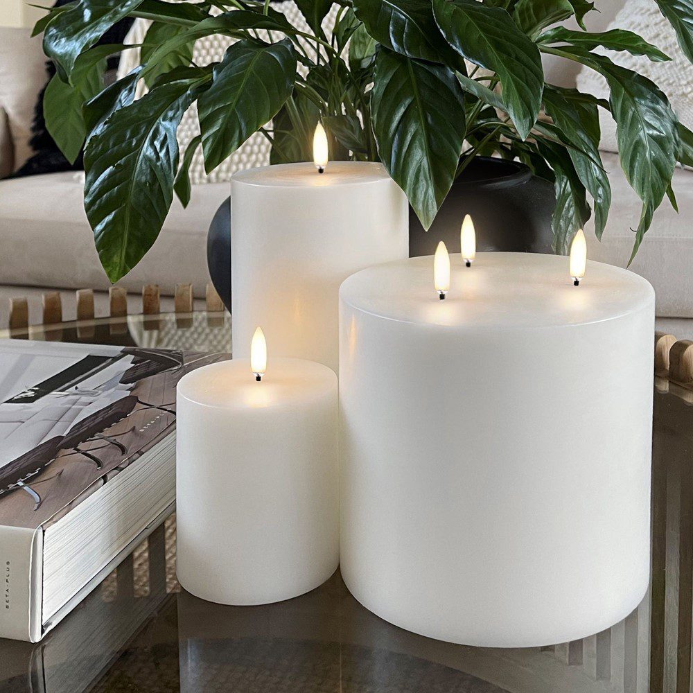 UYUNI LIGHTING Flameless Pillar Candle, Nordic White, W7.8 x H10cm