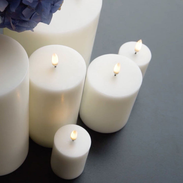 UYUNI LIGHTING Flameless Pillar Candle, Nordic White, W7.8 x H10cm