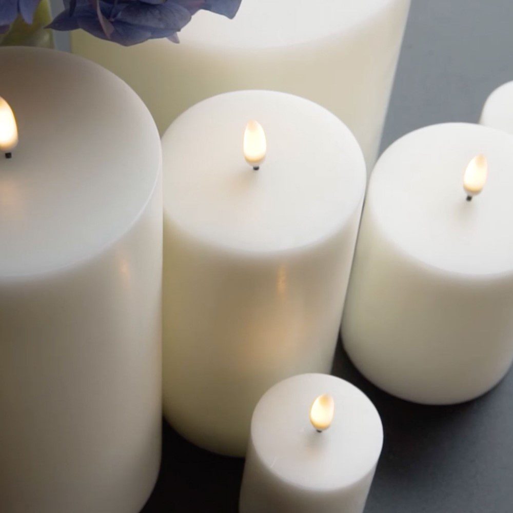 UYUNI LIGHTING Flameless Pillar Candle, Nordic White, W7.8 x H15cm