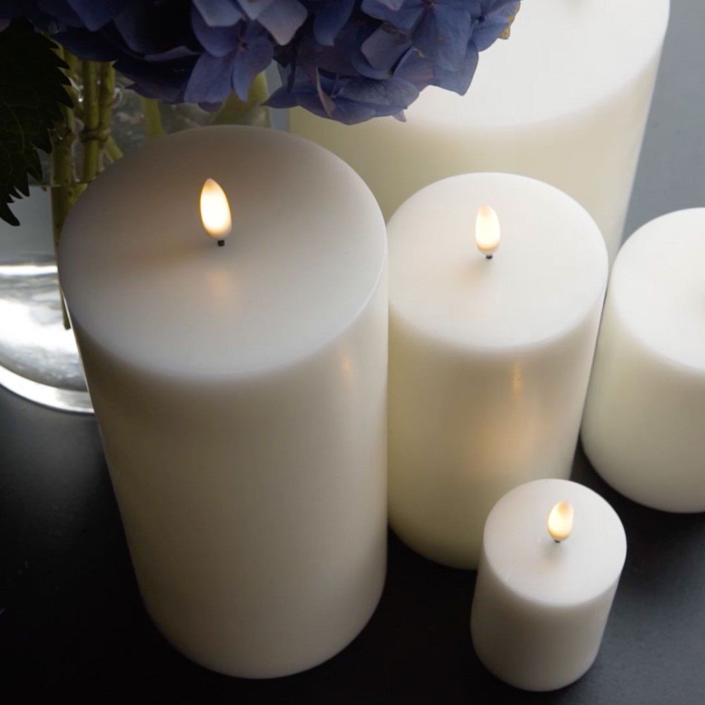 UYUNI LIGHTING Flameless Pillar Candle, Nordic White, W7.8 x H20cm