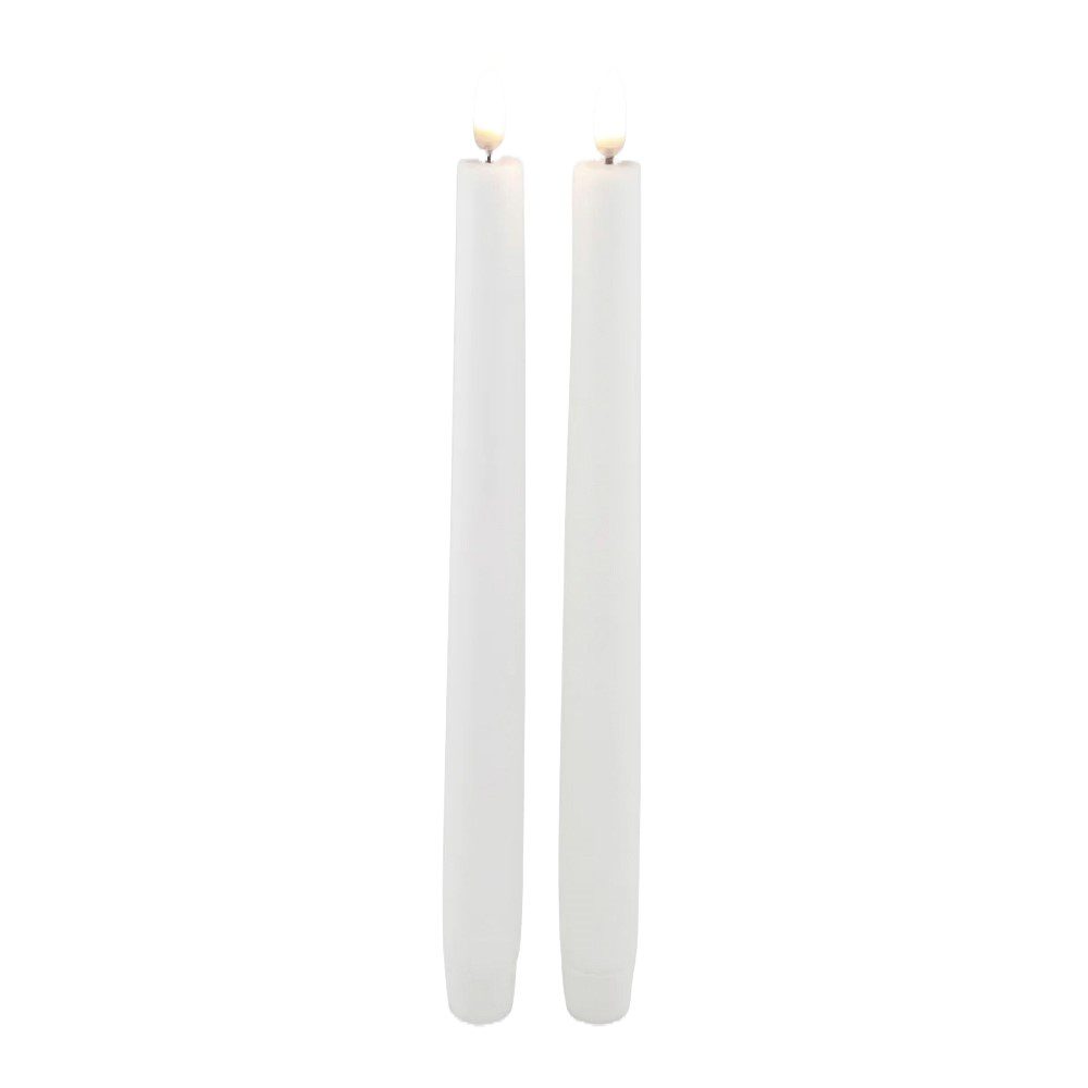 UYUNI LIGHTING Flameless Taper Candle, Nordic White, 25cm (Set of 2)