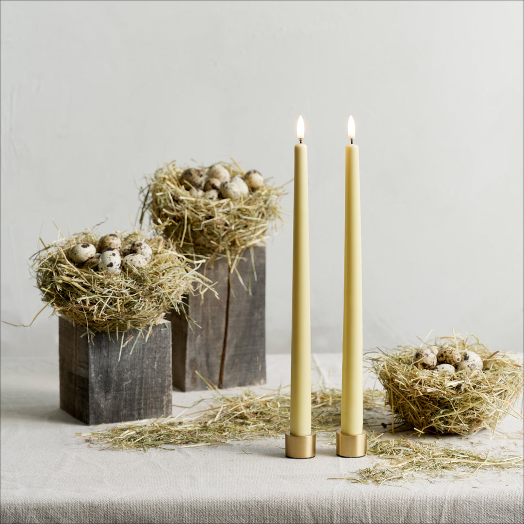 UYUNI Metal Taper Candle Holders, Matte Brass (Set of 2)