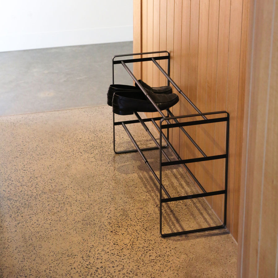 Get YAMAZAKI Frame Extendable Shoe Rack, 3 Tier, Black