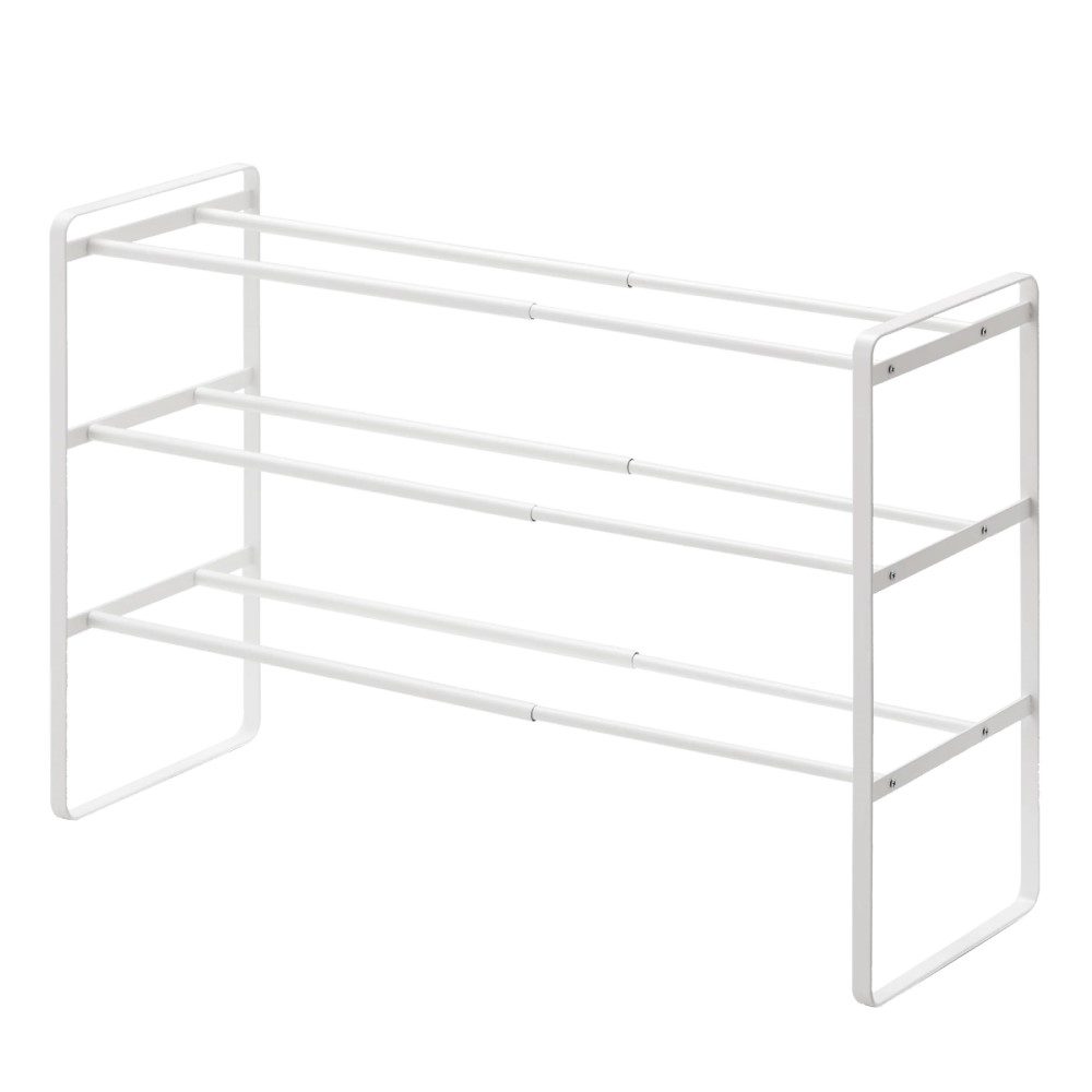 YAMAZAKI Frame Extendable Shoe Rack, 3 Tier, White