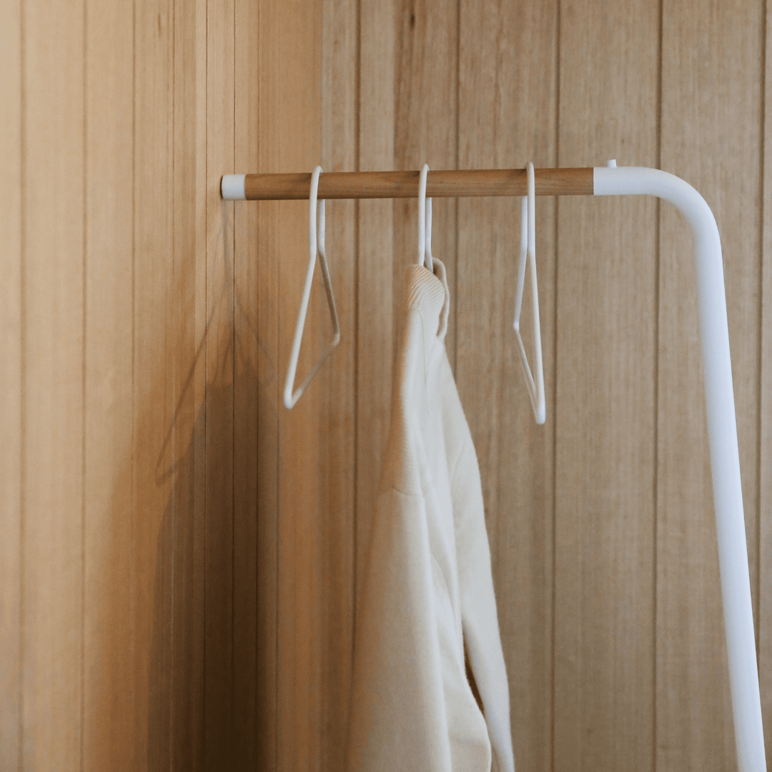 YAMAZAKI Tower Leaning Coat Hanger Rack, White