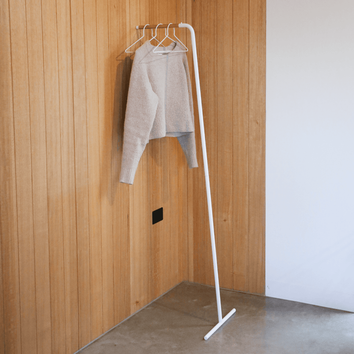 YAMAZAKI Tower Leaning Coat Hanger Rack, White