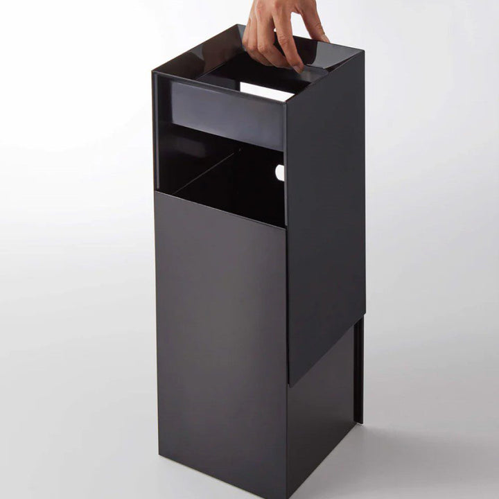 YAMAZAKI Tower Square Trash Can/Rubbish Bin, Black, H33 cm