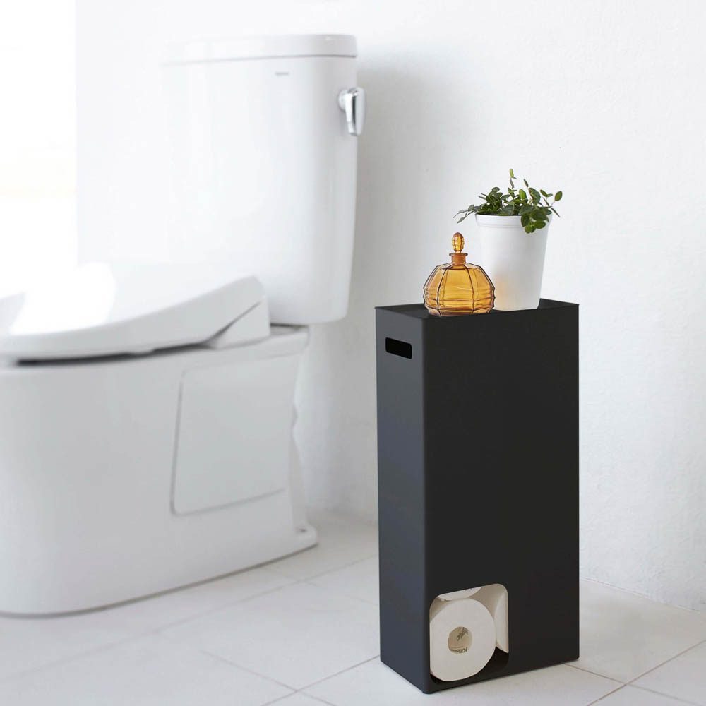 YAMAZAKI Tower Toilet Paper Stocker/Holder, Black