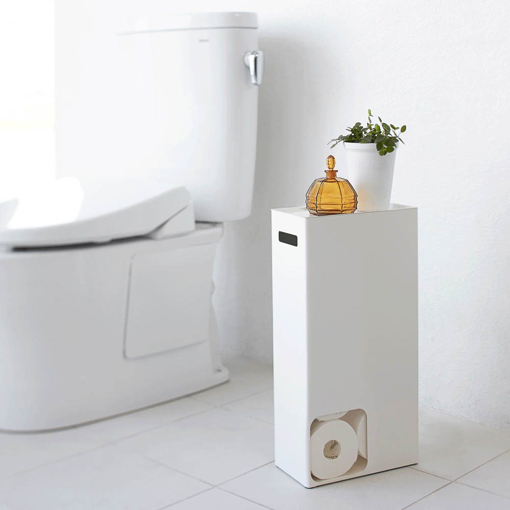 YAMAZAKI Tower Toilet Paper Stocker/Holder, White