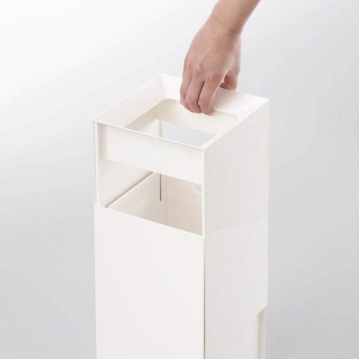 YAMAZAKI Tower Square Trash Can/Rubbish Bin, White, H33 cm