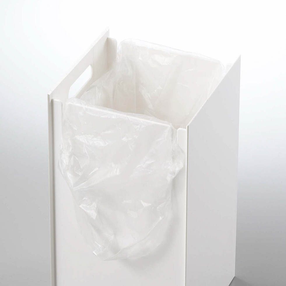 YAMAZAKI Tower Square Trash Can/Rubbish Bin, White, H33 cm