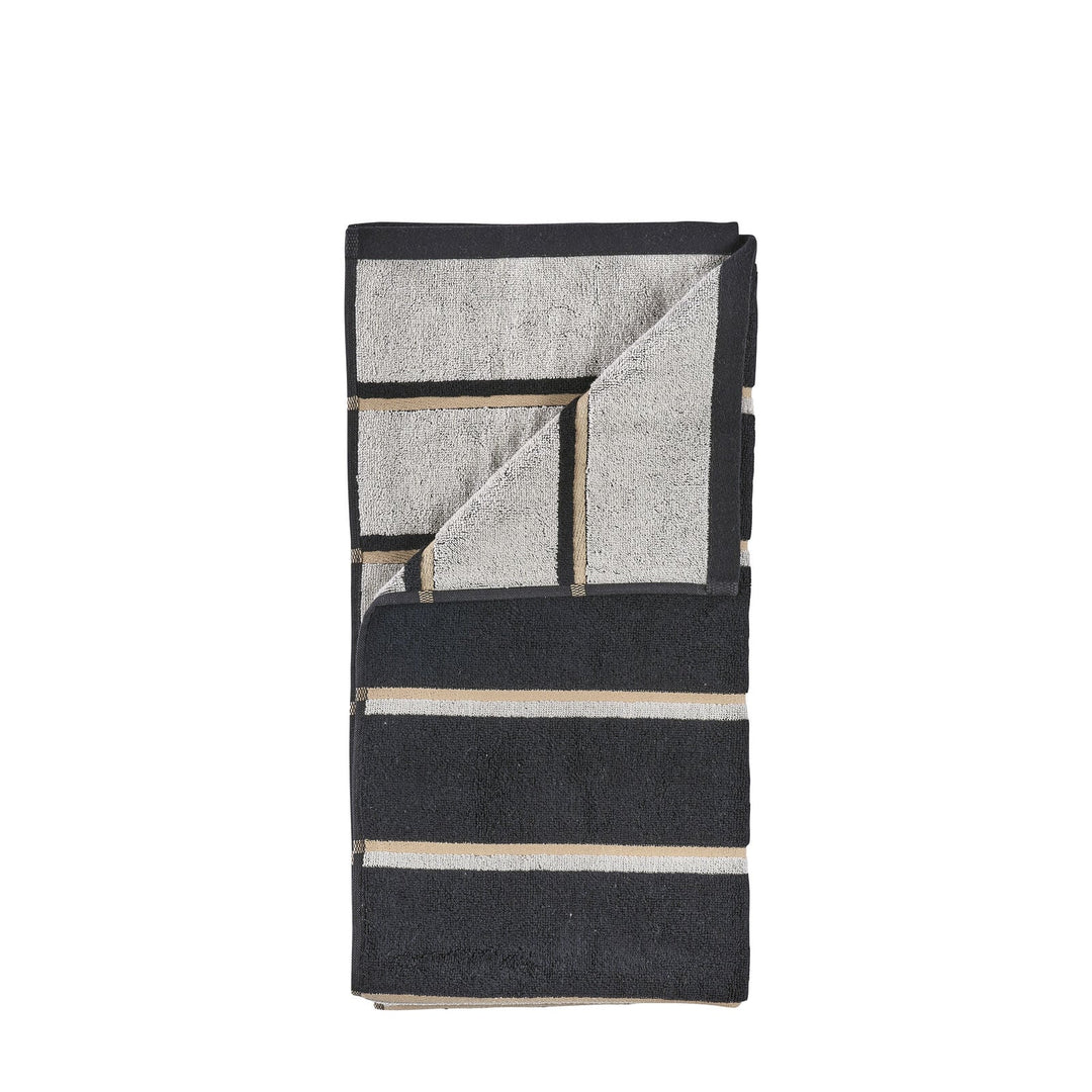 ZONE DENMARK Sauna Bath Towel L70xW140cm, Black/Soft Grey/Camel
