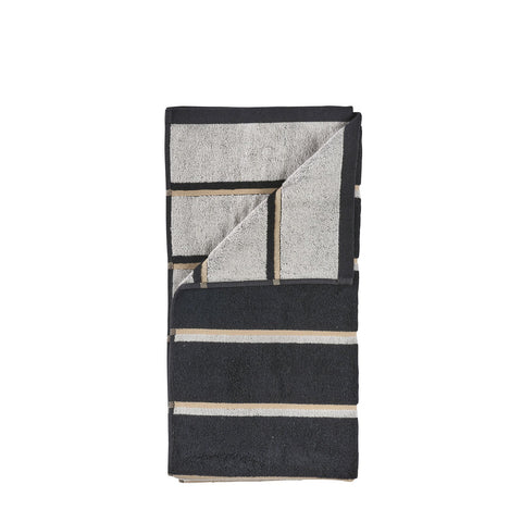 ZONE DENMARK Sauna Bath Towel L70xW140cm, Black/Soft Grey/Camel