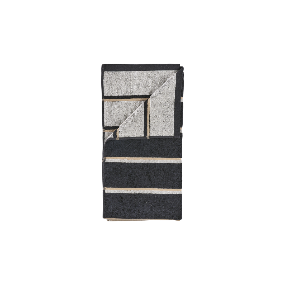 ZONE DENMARK Sauna Towel L50xW100cm, Black/Soft Grey/Camel