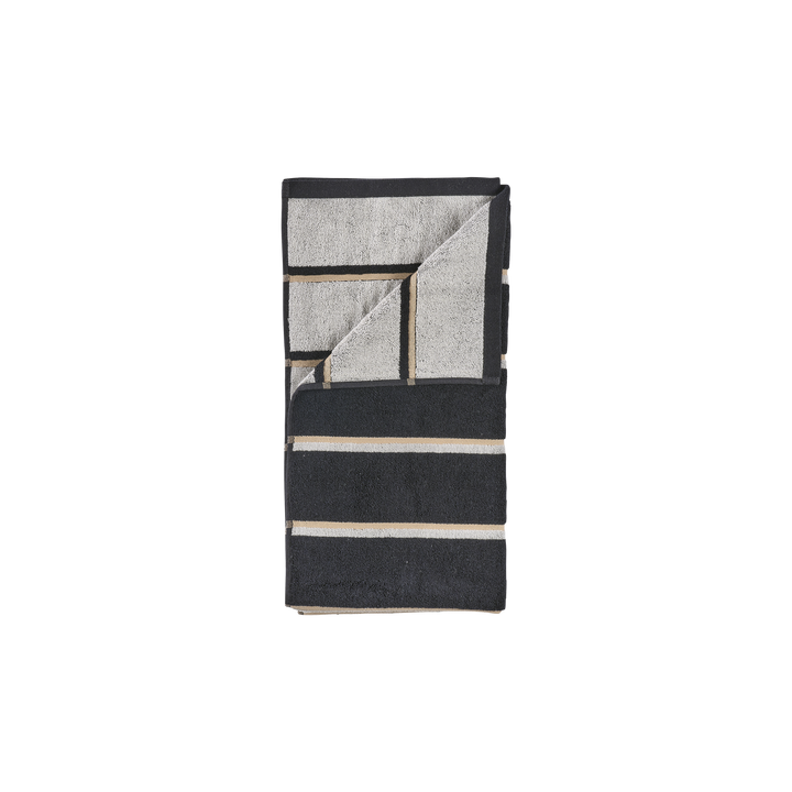 ZONE DENMARK Sauna Towel L50xW100cm, Black/Soft Grey/Camel