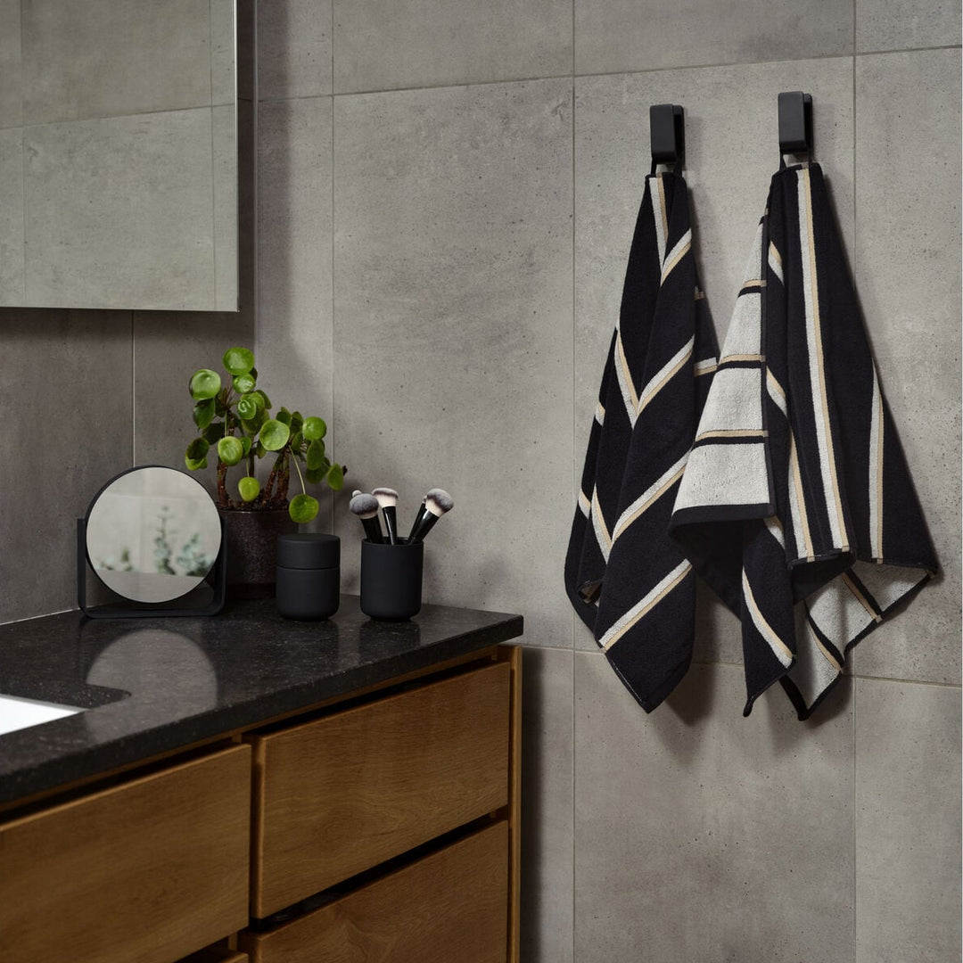 ZONE DENMARK Sauna Towel L50xW100cm, Black/Soft Grey/Camel