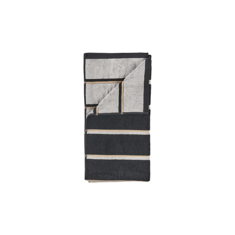 ZONE DENMARK Sauna Towel L50xW100cm, Black/Soft Grey/Camel