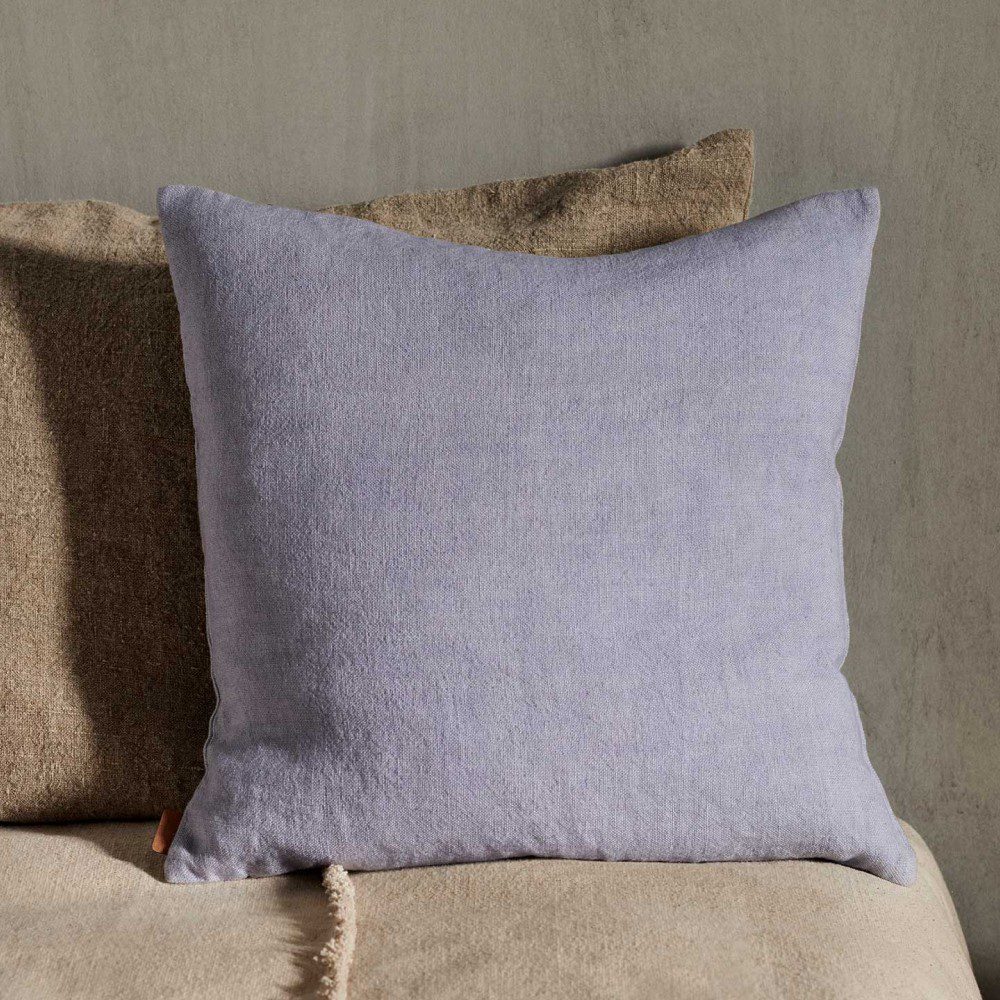 ferm LIVING Heavy Linen Cushion, Lilac Lifestyle shot