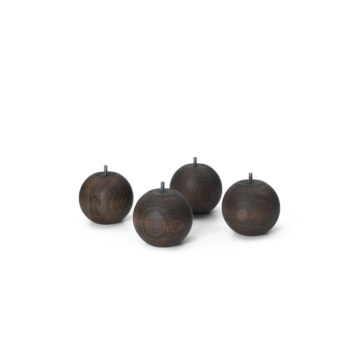 ferm LIVING Pearl Legs, Dark Stained Beech, H10cm (Set of 4)