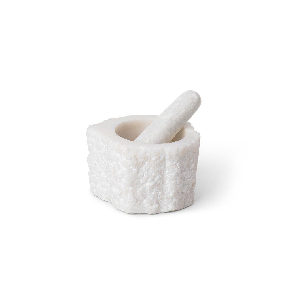 ferm LIVING Petra Mortar & Pestle Quartz, White