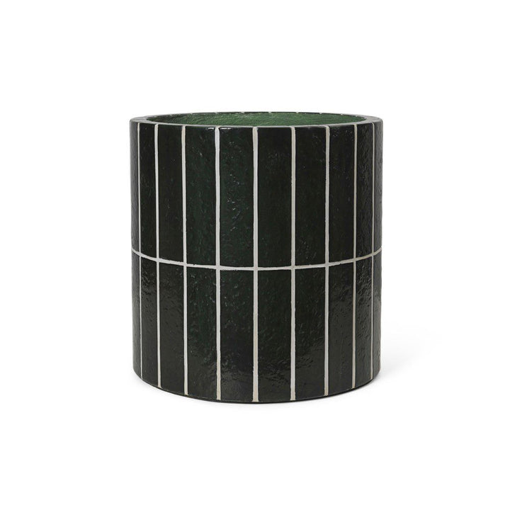 ferm LIVING Pillar Plant Pot in Dark Green on a white background