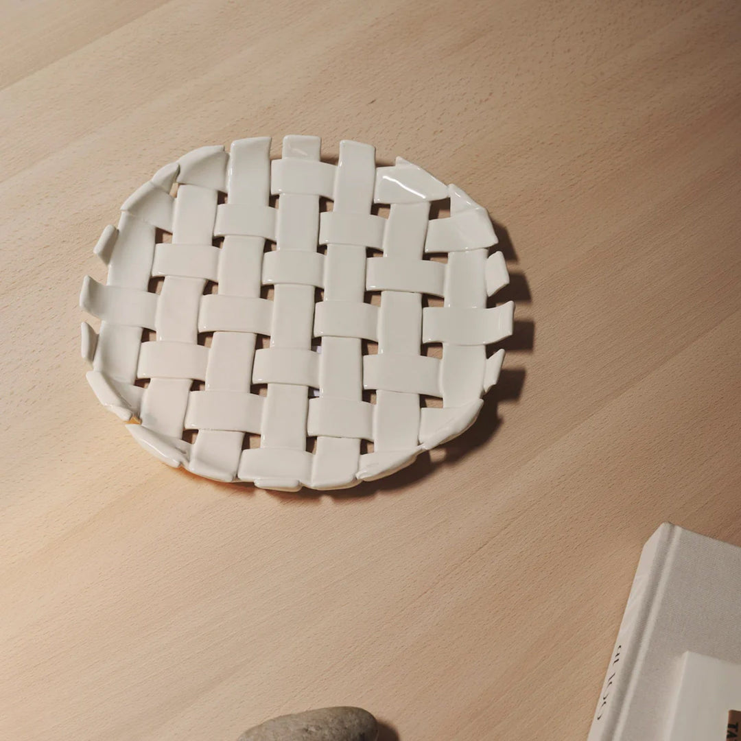 ferm LIVING Plait Platter, Off-White