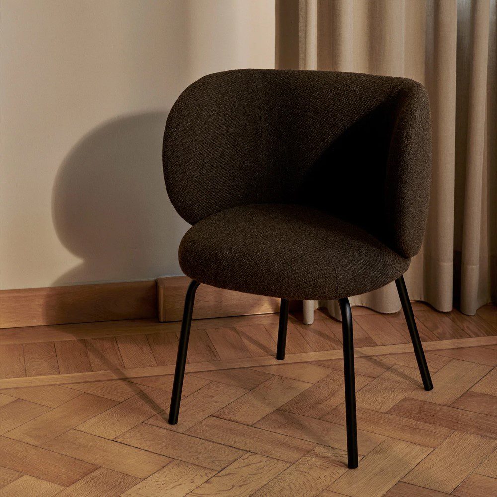 PRE-ORDER │ ferm LIVING Rico Dining Chair, Hallingdal, Dark Grey Brown/Black