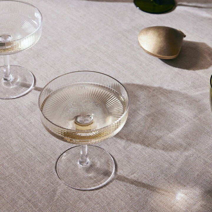 FERM LIVING Ripple Cocktail Glass Champagne Saucers, Clear (Set of 2)