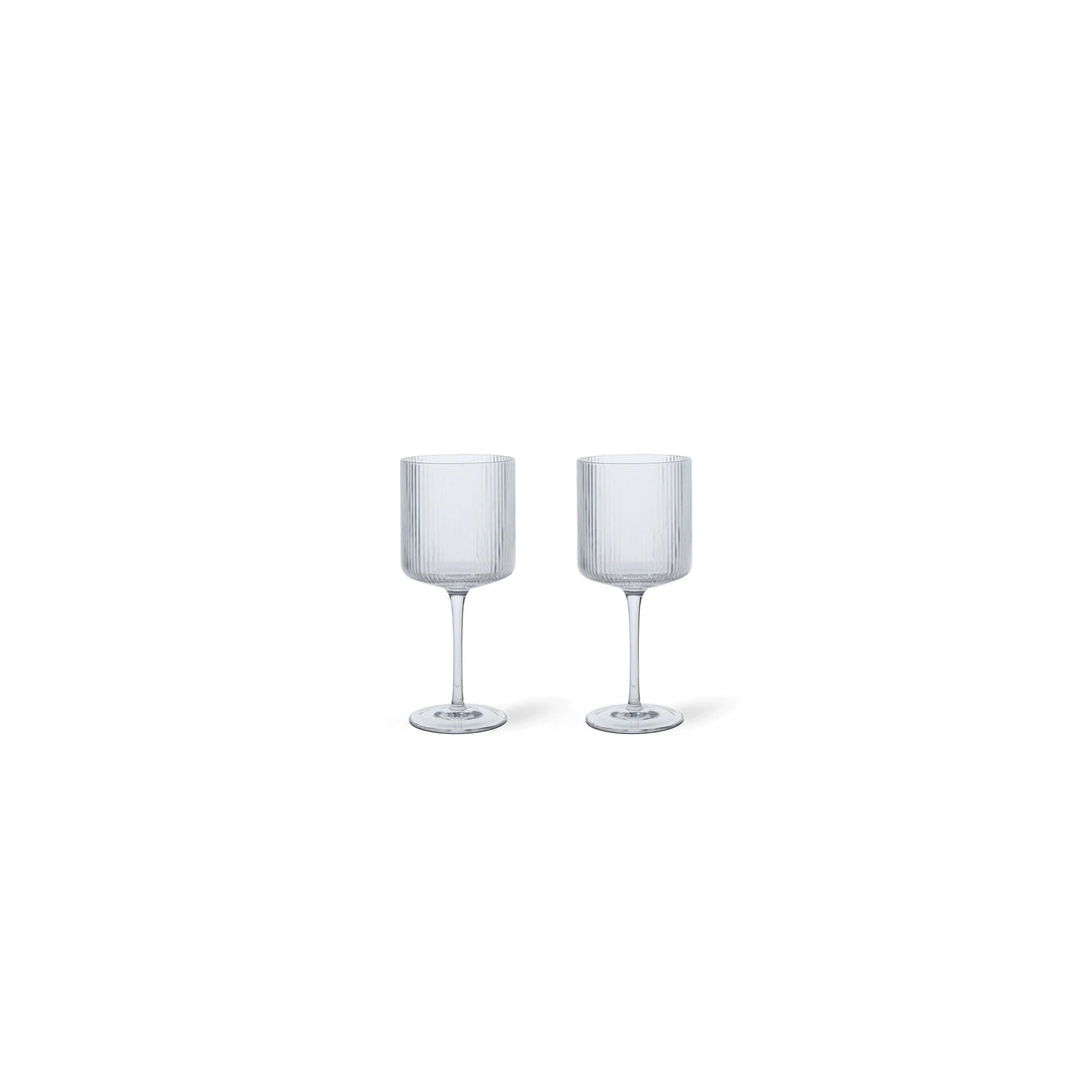 ferm LIVING Ripple Red Wine Glasses, Clear (Set of 2)