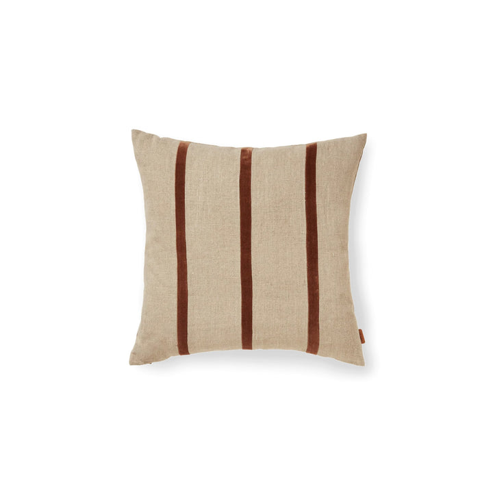 ferm LIVING Senti Stripe Cushion, Linen/Carob Brown