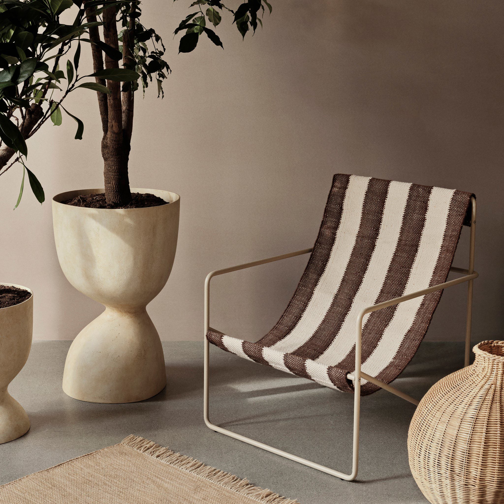 FERM LIVING Desert Lounge Chair, Cashmere/Off-White/Chocolate