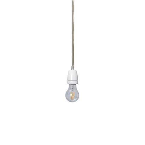 FERM LIVING Fabric Cord Set Ceramic Socket Pendant, Dark Cashmere, 4m