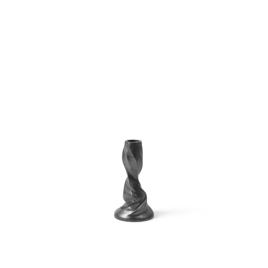 ferm LIVING Gale Candle Holder, Blackened Aluminium, H13cm