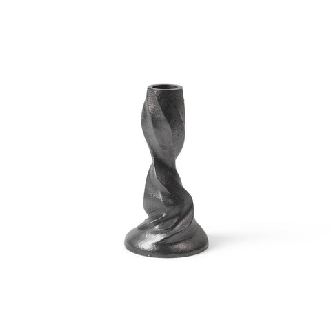 FERM LIVING Gale Candle Holder, Blackened Aluminium, H13cm
