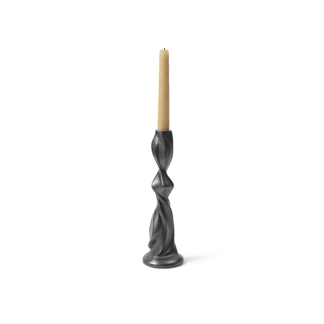 ferm LIVING Gale Candle Holder, Blackened Aluminium, H25cm