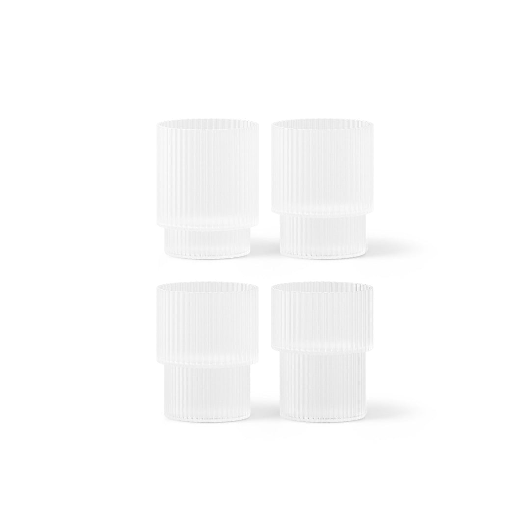 ferm LIVING Ripple Glasses, Frosted (Set of 4)