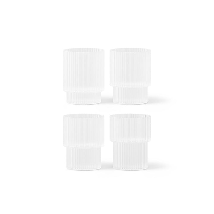 ferm LIVING Ripple Glasses, Frosted (Set of 4)