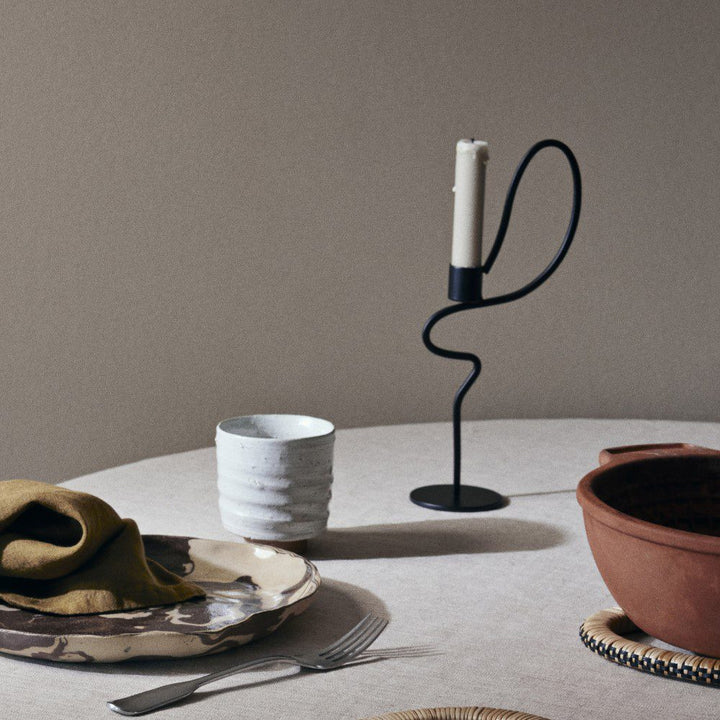 ferm LIVING Valse Candle Holder, Black, High