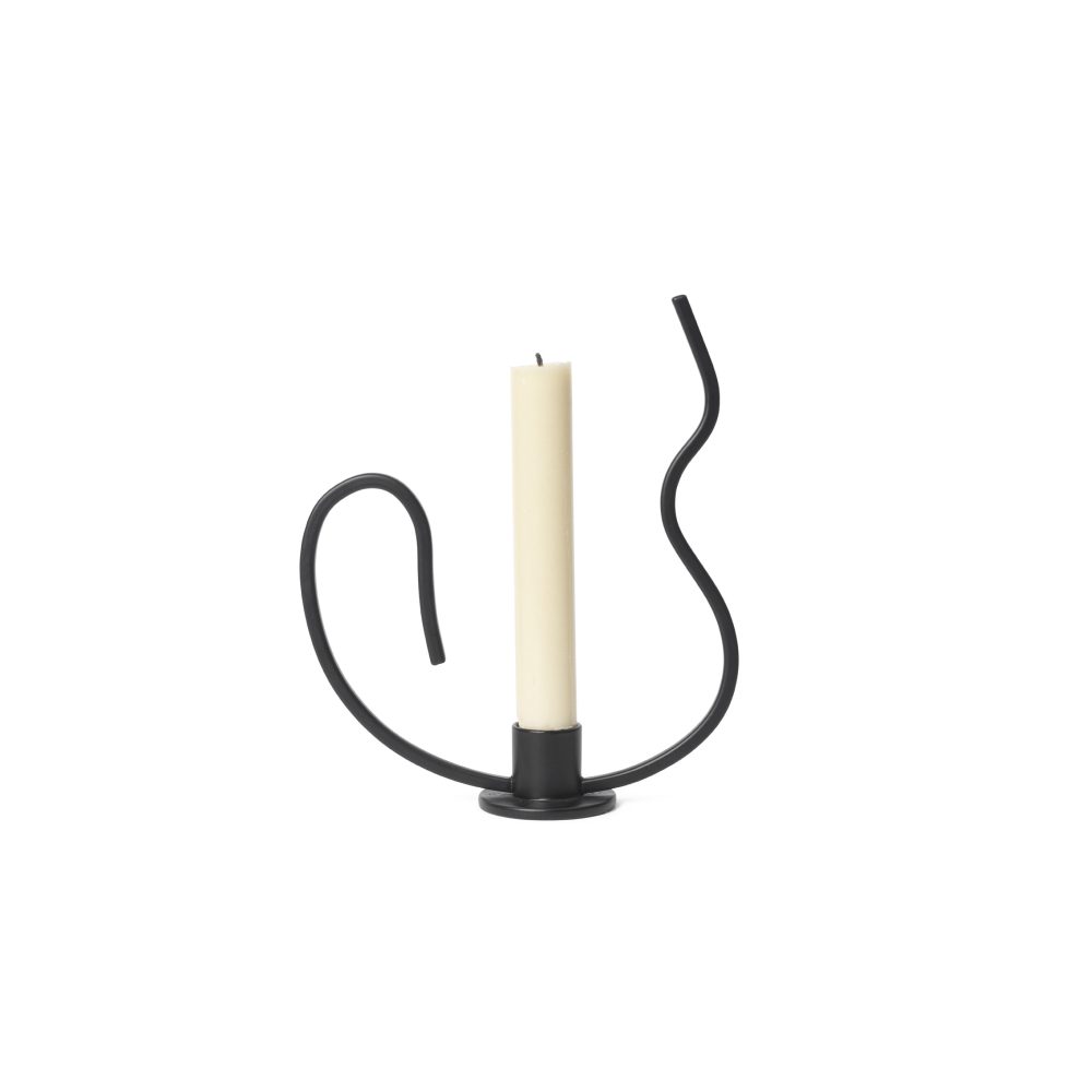 ferm LIVING Valse Candle Holder, Black, Low