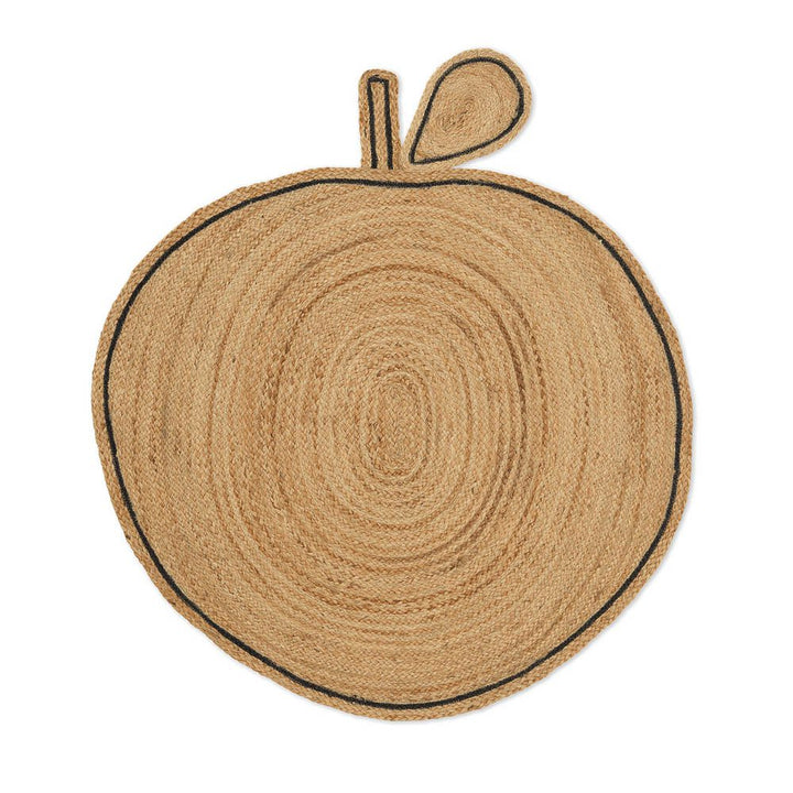 A packshot of hand-braided apple jute rug for kids room